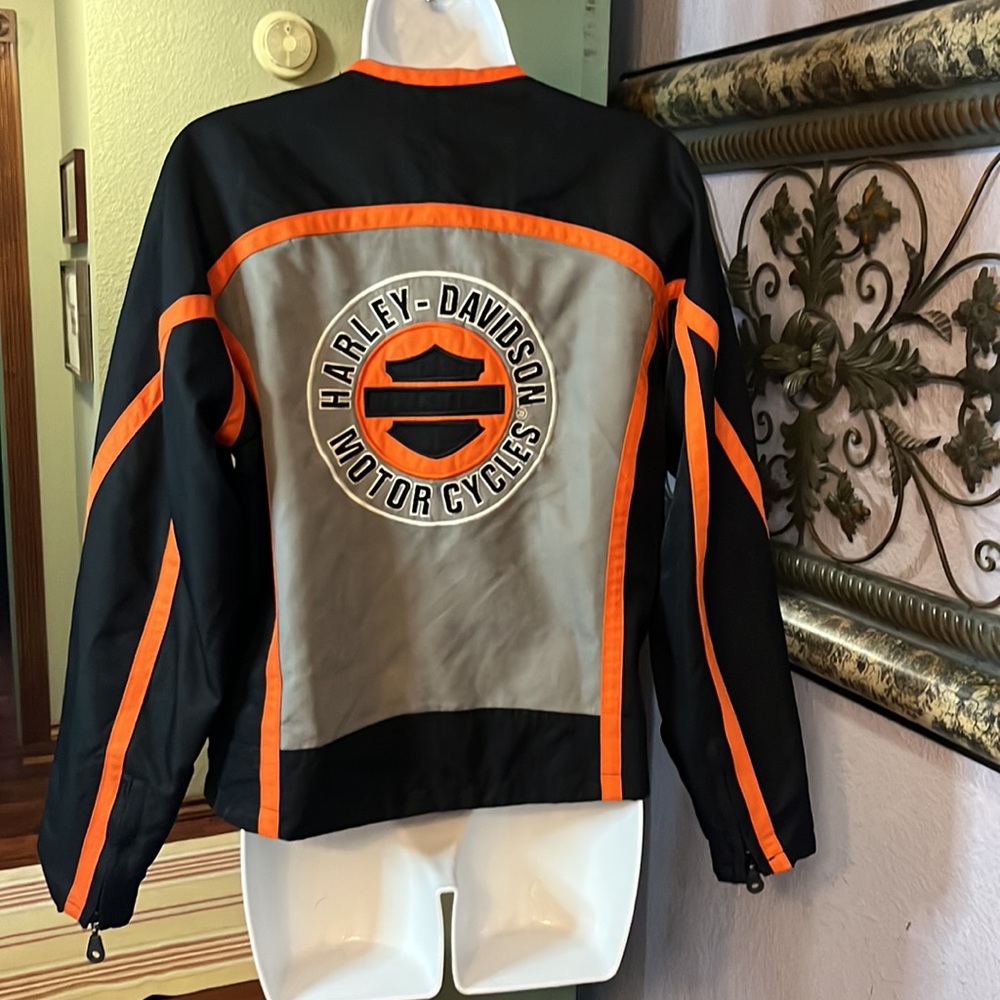 Vintage Harley Davidson Motorcycle Lined Weather Resistant Zip Jacket Sz S 💚